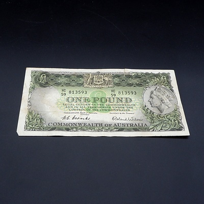 £1 1953 Coombs Wilson Australian One Pound Banknote R33 HC59813593
