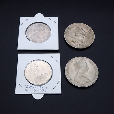 1968 Tonga One Pa'anga Coin 1974 New Zealand Fifty Cent Coin 1982 New Zealand Fifty Cent Coin