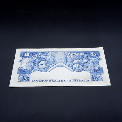 £5 1961 Coombs Wilson Australian Five Pound Banknote R50 TB66926985