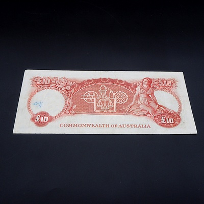 £10 1960 Coombs Wilson Australian Ten Pound Banknote R63 WA49439988