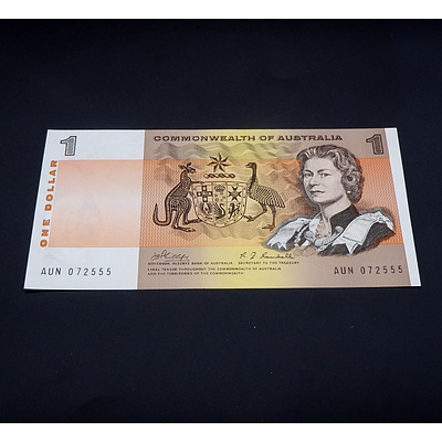 $1 1968 Phillips Randall Australian One Dollar Banknote R74 AUN072555
