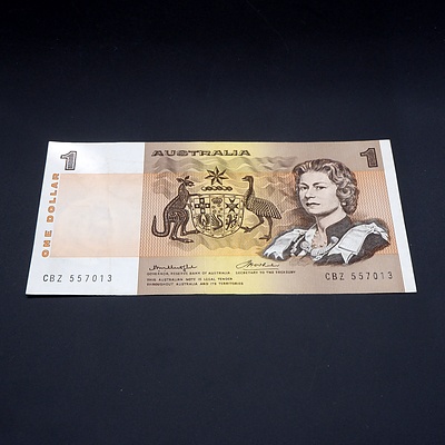 $1 1976 Knight Wheeler Australian One Dollar Banknote R76a CBZ557013
