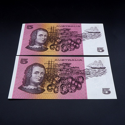 $5 1991 Fraser Cole Australian Five Dollar Banknote R213 QJV193834