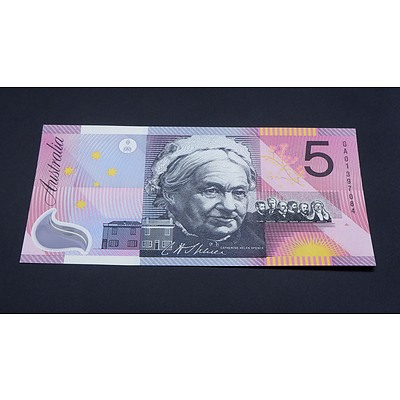 $5 2002 MacFarlane Evans Australian Five Dollar Polymer Banknote R219 GA01397084
