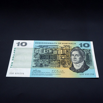 $10 1968 Phillips Randall Australian Ten Dollar Banknote R303 SSR689296
