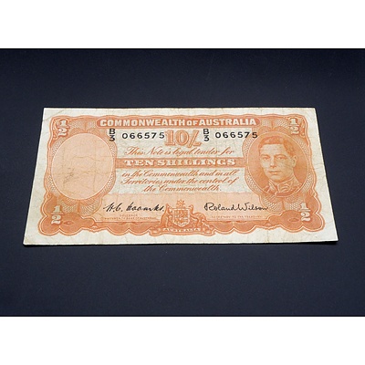 10/- 1952 Coombs Wilson Australian Ten Shilling Banknote R15 B3066575
