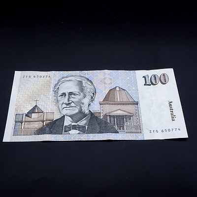 $100 1985 Johnston Fraser Australian One Hundred Dollar Banknote R609 ZFG650774