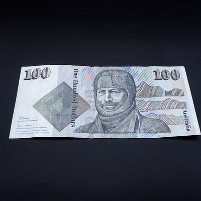 $100 1985 Johnston Fraser Australian One Hundred Dollar Banknote R609 ZFG650774