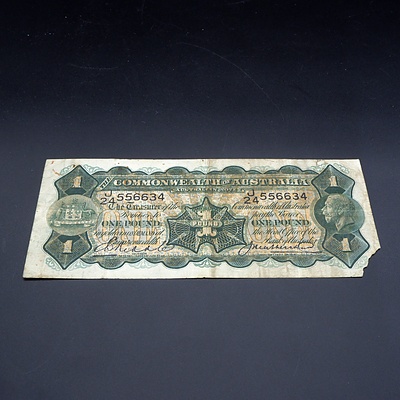 £1 1927 Riddle Heathershaw Australian One Pound Banknote R26 J24556634