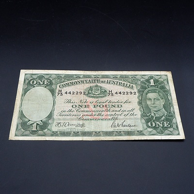 £1 1942 Armitage McFarlane Australian One Pound Banknote R30a H73442292