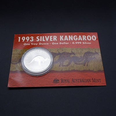 1993 RAM 1 Ounce Silver $1 Coin Australian Uncirculated One Dollar Coin Card