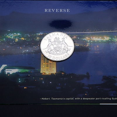 1991 RAM $10 Coin Australian Uncirculated Ten Dollar Coin in Card Tasmania Commemorative