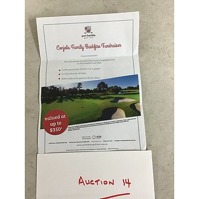 L14 - Port Kembla Golf Club, 18 holes for 4 people, including 2 carts and $100 Credit in Proshop
