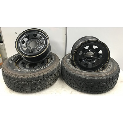 Three 16 Inch ROH Blak Trak Rims with Two Tyres
