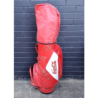 Coke Cola Golf Bag with Three Gold Head Covers