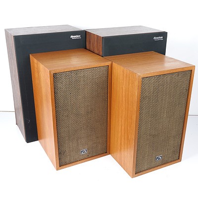 Pair of Vintage HMV Hi Fi Speakers in Teak Veneer Cabinets and National Panasonic 'Thrusters' Speakers (4)