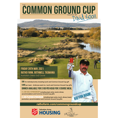 Play A Round of Golf with David Boon at the Common Ground Cup - Friday 28th May 2021 at Ratho Farm Bothwell Tasmania