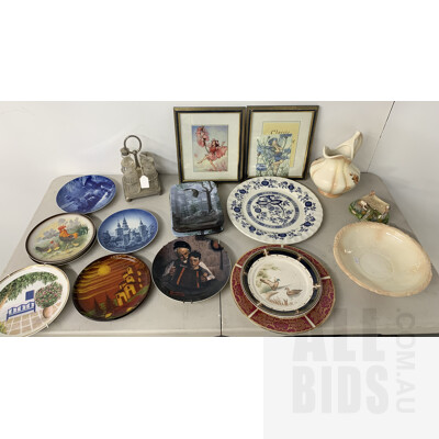 Assorted Lot Home Decorations including Collectable Plates, Photo frames And Memory Lane Cottages