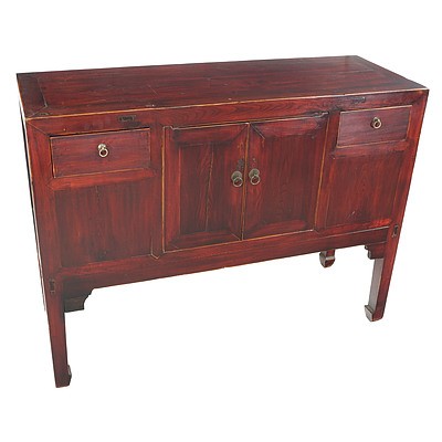 Chinese Dresser Cabinet with Center Cupboard and Two Drawers - 20th Century