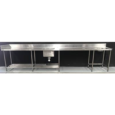 Large Stainless Steel Food Preparation/Commercial Kitchen Bench