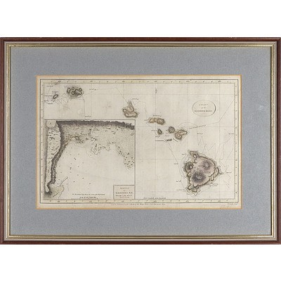 Antiquarian Engraving, A Chart of the Sandwich Islands, William Bligh, Circa 1784