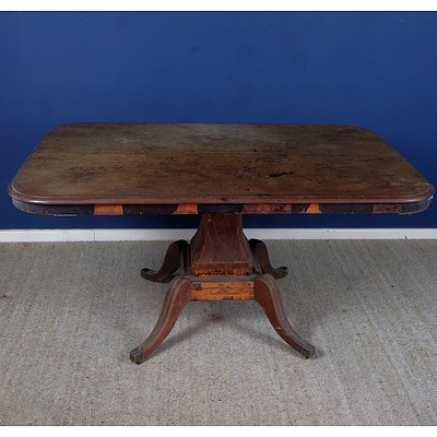 Regency Mahogany Tilt Top Breakfast Table with Reeded Sabre Legs and Brass Sabots, Early 19th Century