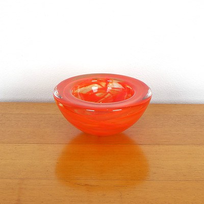 Holmegaard Glass Bowl, Long Art Glass Bowl and Kosta Boda Orange Glass Bowl