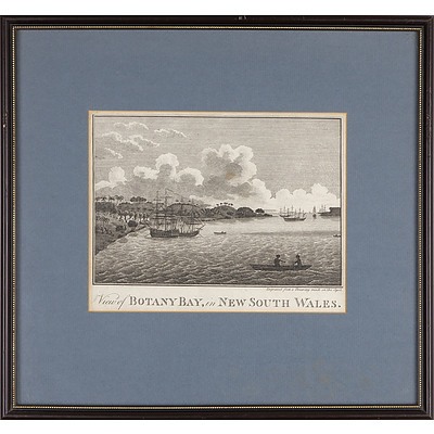 Antiquarian Engraving, View of Botany Bay, NSW, Published by Alex Hogg, Circa 1791