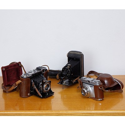 Zeiss Ikon Compur Rapin in Leather Case, Kodak Retinette Compur Rapid in Leather Case and Kodak Junior