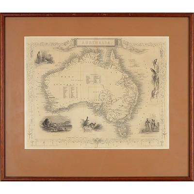 Antiquarian Engraved Map of Australia by John Tallis & Co, Engraved by John Rapkin, Mid 19th Century