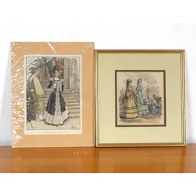 Four Antiquarian Hand Coloured Engravings of 19th Century Fashion