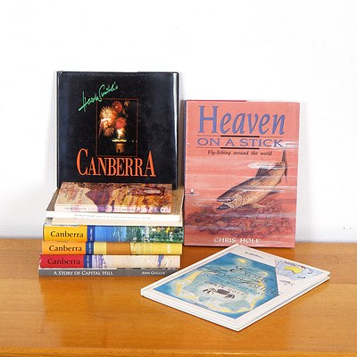 Collection Books Relating to Canberra Including Signed Chris Hole Heaven on a Stick and Signed Heide Smith Canberra