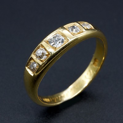 Victorian 18ct Yellow Gold and Diamond Ring in Gypsy Setting, 4.9g 