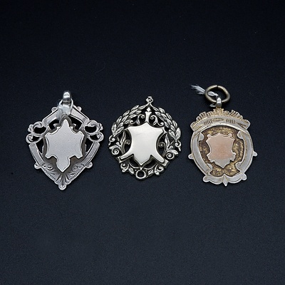 Three Early 20th Century English Sterling Silver Fob Medallions, 22g