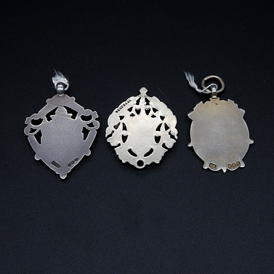 Three Early 20th Century English Sterling Silver Fob Medallions, 22g