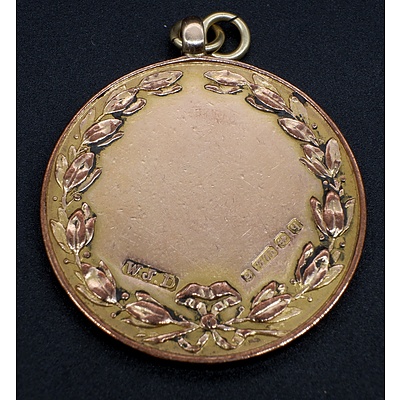 Antique 9ct Yellow Gold Medallion, Inscribed Leeds Liberal Federation Angling Trophy 1915, 8.3g
