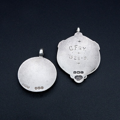 Two Early 20th Century English Sterling Silver Medallions, 1928 and 1913, 18g