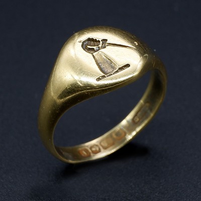 18ct Yellow Gold Monogrammed Gents Signet Ring, 4.8g