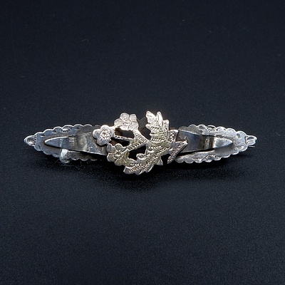 Early 20th Century Sterling Silver Brooch with Gold Sheet, Birmingham 1915
