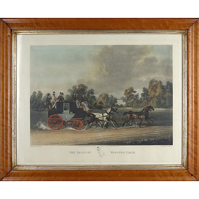 Two Antiquarian Hand Coloured Engravings, Including Taglioni Windsor Coach, Engraved by R. G, Reeve, and the Birmingham Tally Ho Coaches