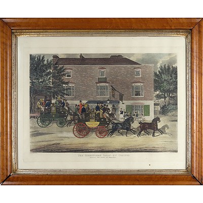 Two Antiquarian Hand Coloured Engravings, Including Taglioni Windsor Coach, Engraved by R. G, Reeve, and the Birmingham Tally Ho Coaches