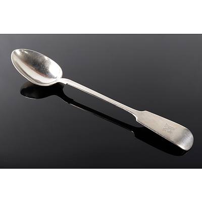 Victorian Monogrammed Sterling Silver Fiddle Pattern Basting Spoon, London, 1870, 143g