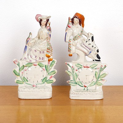 Pair of Antique Staffordshire Pottery Flatback Figures