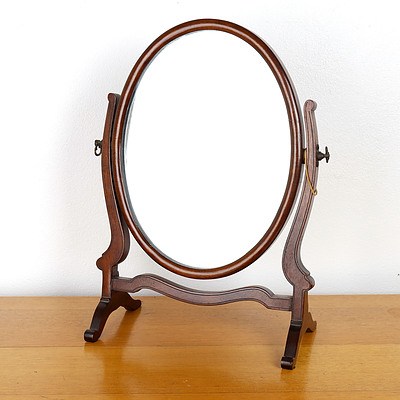 Small Regency Style Oval Toilet Mirror, Late 19th to Early 20th Century