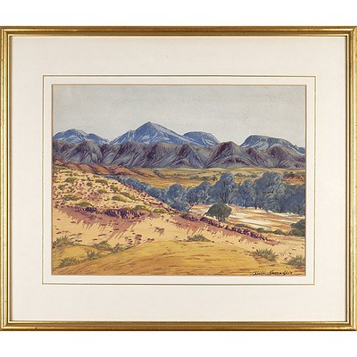Keith Namatjira (1938-1977), Central Australian Landscape, Watercolour