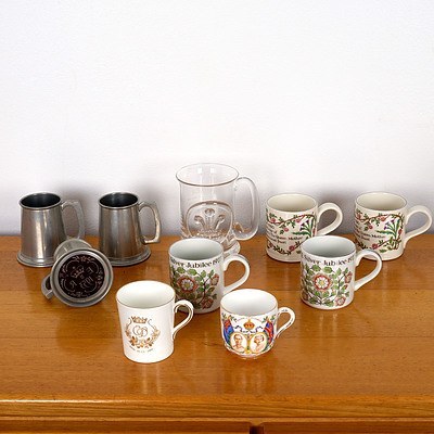 Collection of British Royal Commemorative China, Glass and Pewter 