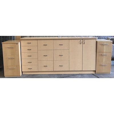 Large Melamine Office Storage Unit with Two Filing Cabinets
