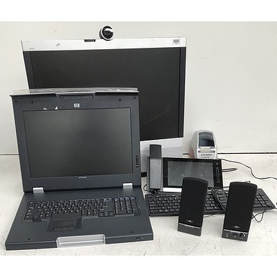 Bulk Lot of Assorted IT Equipment & Accessories - LCD Monitors, Cisco Appliances, Keyboards & Speakers