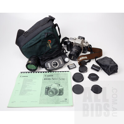 Canon EOS 50E Camera Body with 35-70mm Lens, Inca Light Meter and Lowepro Bag