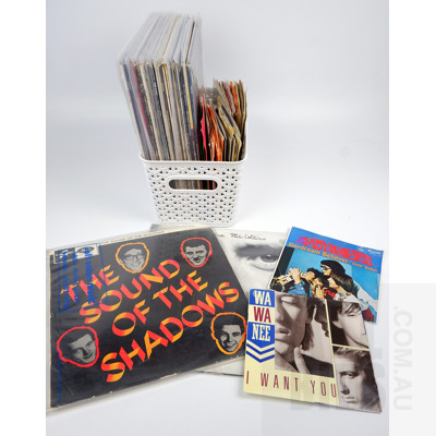 30 Vinyl LP 12 Inch Records Including Phil Collins, The Shadows and 38 x 45s Including Wa Wa Nee, The Monkeys and More